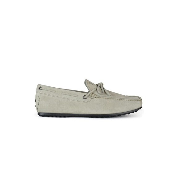 Tods Minimalistic Grey Suede Loafers With Tied Laces - NWT